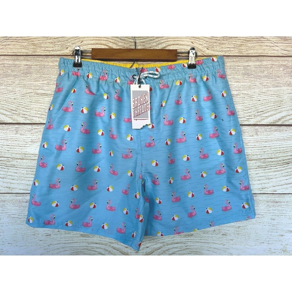 Broken‎ Threads Trunk Swim Mens Size XLarge Flamingo Pattern Swim Trunks New